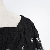 Off-shoulder embroidered crop top