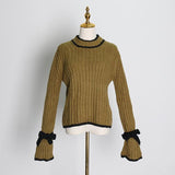 Flare-sleeve knitted pullover