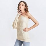 One-shoulder knitted pullover