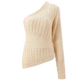 One-shoulder knitted pullover