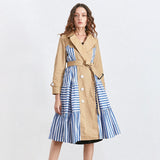 Patchwork Striped High Waist Sashes Coat