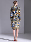 Plaid Floral Belted Windbreaker Overcoat
