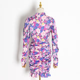 Floral V-Neck ruched dress