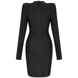Black sheath dress with mesh neckline