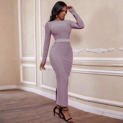 ZOE Lilac Beaded Maxi Dress