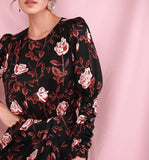 HARPER Round Neck Open Back Long Sleeve Mini Dress