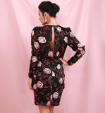 HARPER Round Neck Open Back Long Sleeve Mini Dress