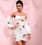 EVELYN Puff Sleeve Ruched Mini Dress