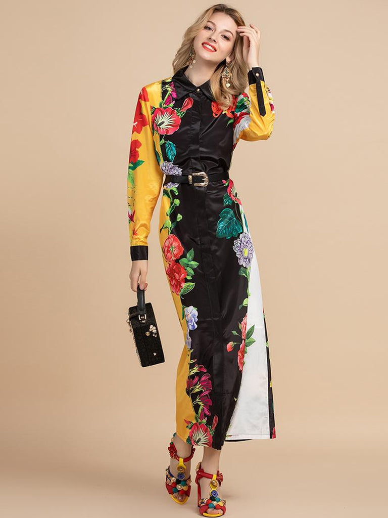 THEA Belted Floral Print Dress