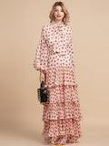 LOTTIE Bow Halter Tiered Polka Dot Dress