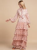 LOTTIE Bow Halter Tiered Polka Dot Dress