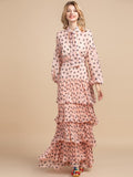 LOTTIE Bow Halter Tiered Polka Dot Dress