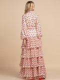 LOTTIE Bow Halter Tiered Polka Dot Dress