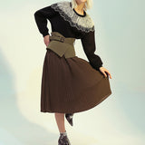 High Waist Midi Pleated Skirt