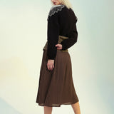 High Waist Midi Pleated Skirt