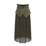 High Waist Midi Pleated Skirt