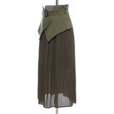 High Waist Midi Pleated Skirt