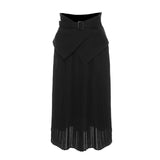 High Waist Midi Pleated Skirt