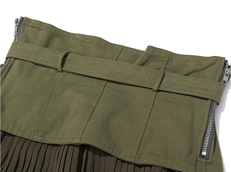 High Waist Midi Pleated Skirt