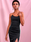 ZIONA Black Tube Slit Gown