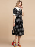 FLORENCE Beaded Black Polka Dot Dress