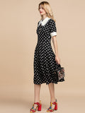 FLORENCE Beaded Black Polka Dot Dress