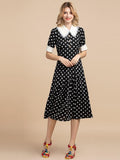 FLORENCE Beaded Black Polka Dot Dress