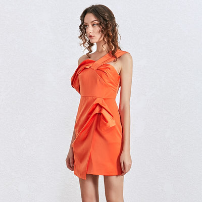BRINLEY Asymmetical Ruched Dress