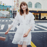 JEANIE pleated cascade mini dress