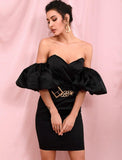 TANNA Sweetheart Lantern-Sleeve Dress