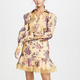 SENNA Floral Print Lantern Long Sleeve Dress