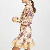 SENNA Floral Print Lantern Long Sleeve Dress