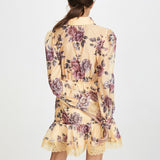 SENNA Floral Print Lantern Long Sleeve Dress