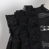 VERDANA Lace Hollow Out Ruffle Dress