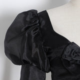 Satin puff Sleeve Crop Top