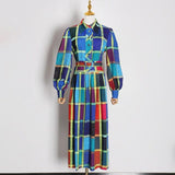 MERCEDES Plaid Colorful Maxi Dress