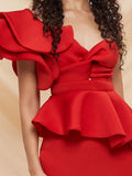 PRIMROSE Ruffles Off Shoulder Dress