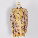 SENNA Floral Print Lantern Long Sleeve Dress