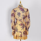 SENNA Floral Print Lantern Long Sleeve Dress