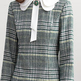 FLAIREY Plaid Bow Tweed Dress