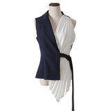 Patchwork pleated vest in colors