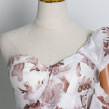 LESSANDRA one-sleeve asymmetric floral dress