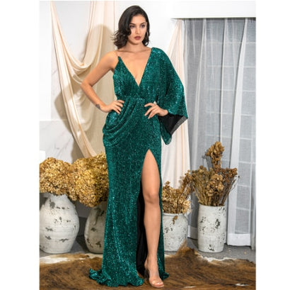 VERON One-Sleeve High Slit Party Dress in colors