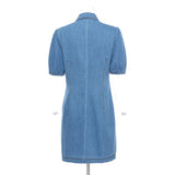 Bowknot short-sleeve denim dress