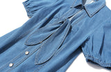 Bowknot short-sleeve denim dress