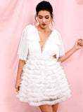 REGINA Puffy dress in white