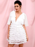 REGINA Puffy dress in white