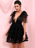 REGINA Puffy dress in black