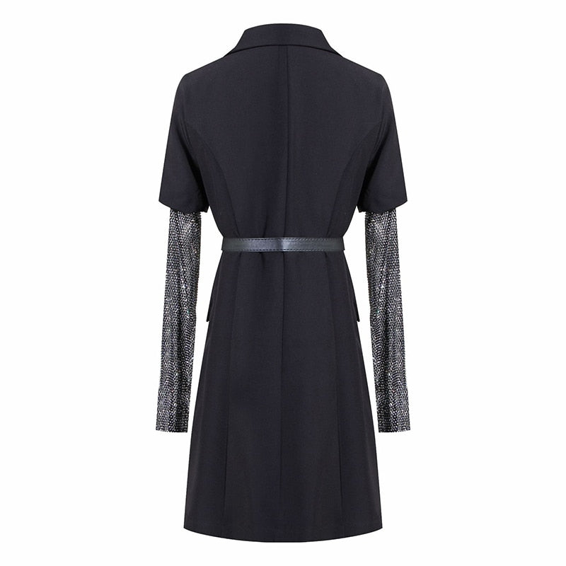 JOAN OF ARC black trench with studded sleeves