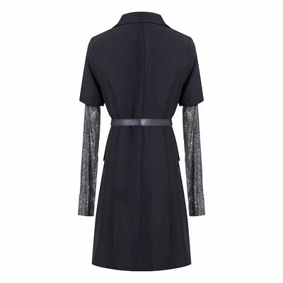 JOAN OF ARC black trench with studded sleeves